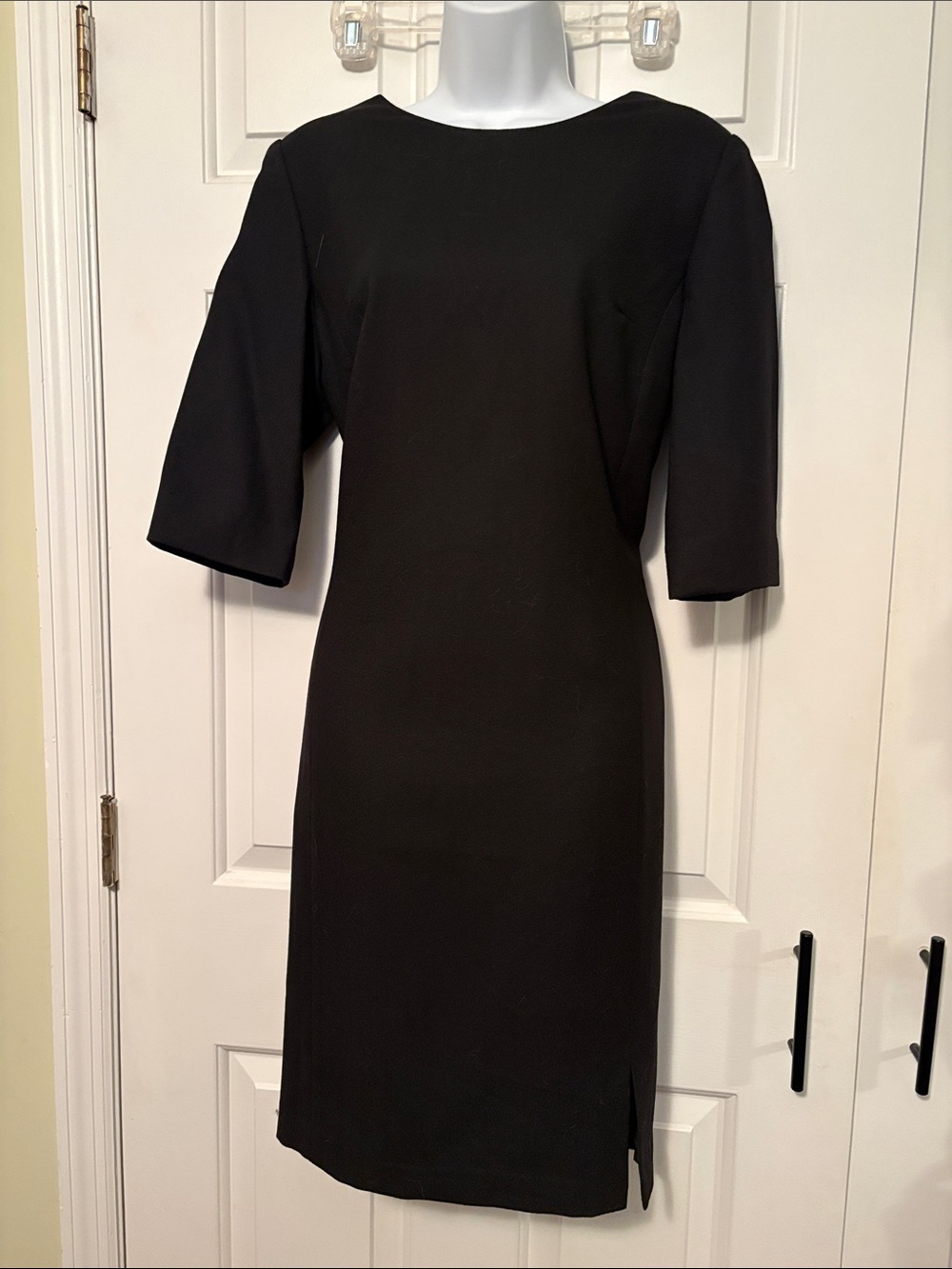 Classic Wool Black Midi Dress by JG Hook with Elbow Sleeves